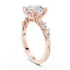14K White Gold 2.33 CTW Round Cut Moissanite Engagement Diamond Ring with Pear Shape Side Stones