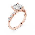 14K White Gold 2.33 CTW Round Cut Moissanite Engagement Diamond Ring with Pear Shape Side Stones