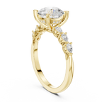 14K White Gold 2.33 CTW Round Cut Moissanite Engagement Diamond Ring with Pear Shape Side Stones