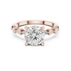 14K White Gold 2.33 CTW Round Cut Moissanite Engagement Diamond Ring with Pear Shape Side Stones