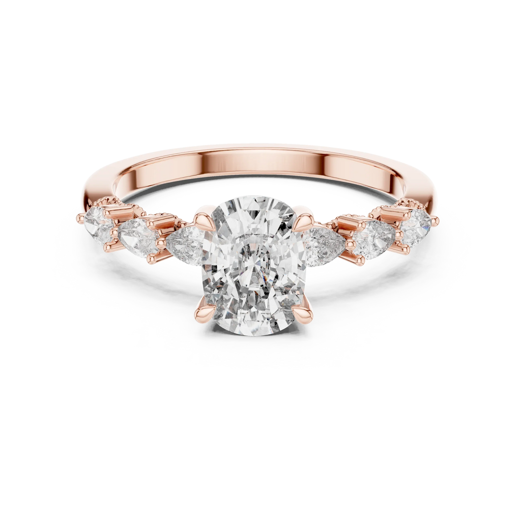 Seven-Stone Oval Moissanite Engagement Ring 2.34 CT D Color