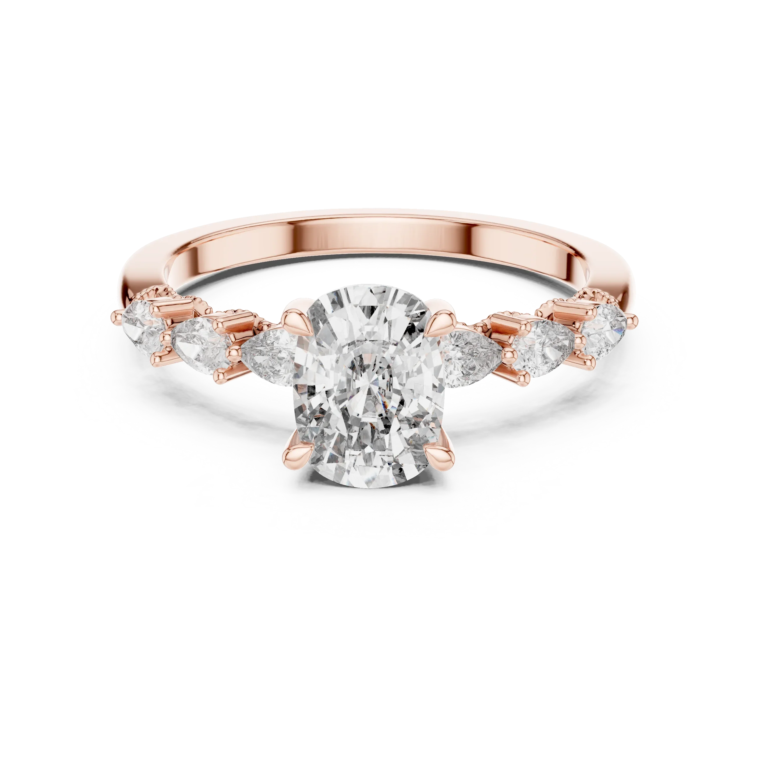 Seven-Stone Oval Moissanite Engagement Ring 2.34 CT D Color