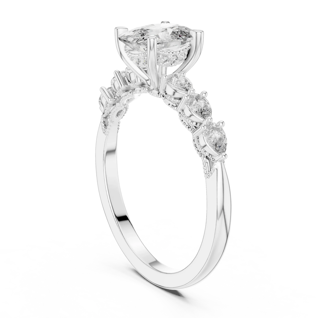 Seven-Stone Oval Moissanite Engagement Ring 2.34 CT D Color