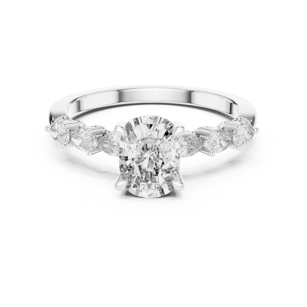 Seven-Stone Oval Moissanite Engagement Ring 2.34 CT D Color