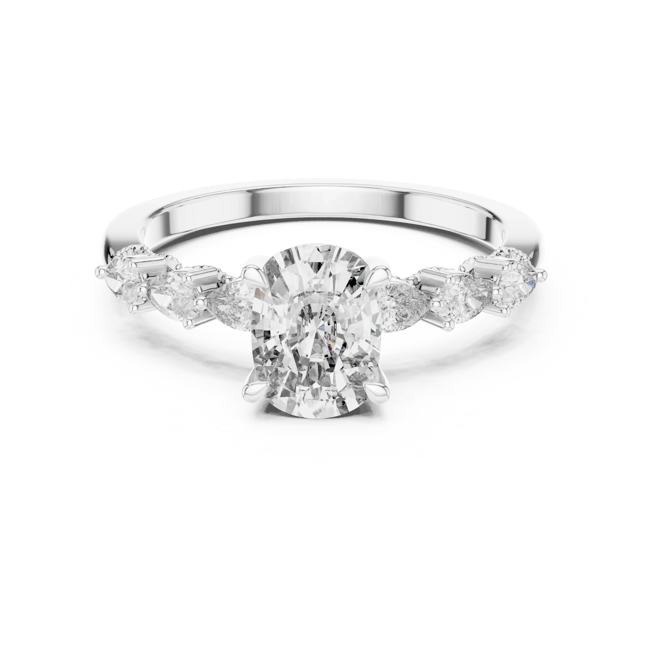 Seven-Stone Oval Moissanite Engagement Ring 2.34 CT D Color