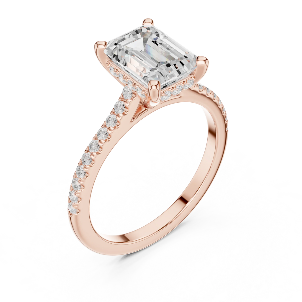 2.31 CTW Emerald Cut Lab Grown Diamond Hidden Halo Engagement Ring
