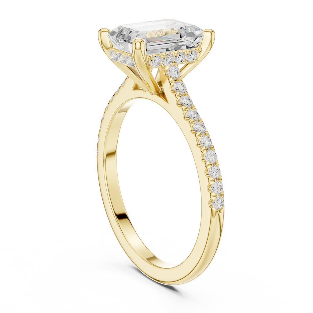 2.31 CTW Emerald Cut Lab Grown Diamond Hidden Halo Engagement Ring