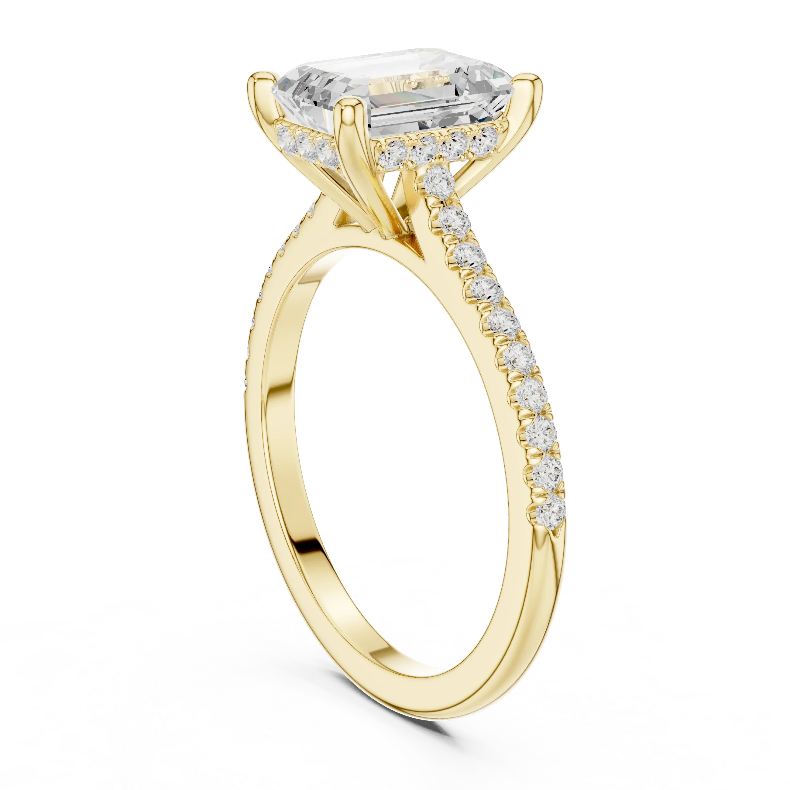2.31 CTW Emerald Cut Lab Grown Diamond Hidden Halo Engagement Ring