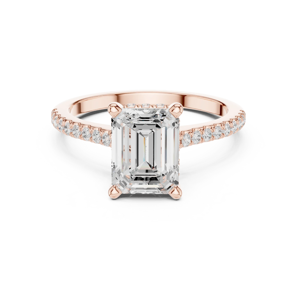 2.31 CTW Emerald Cut Lab Grown Diamond Hidden Halo Engagement Ring