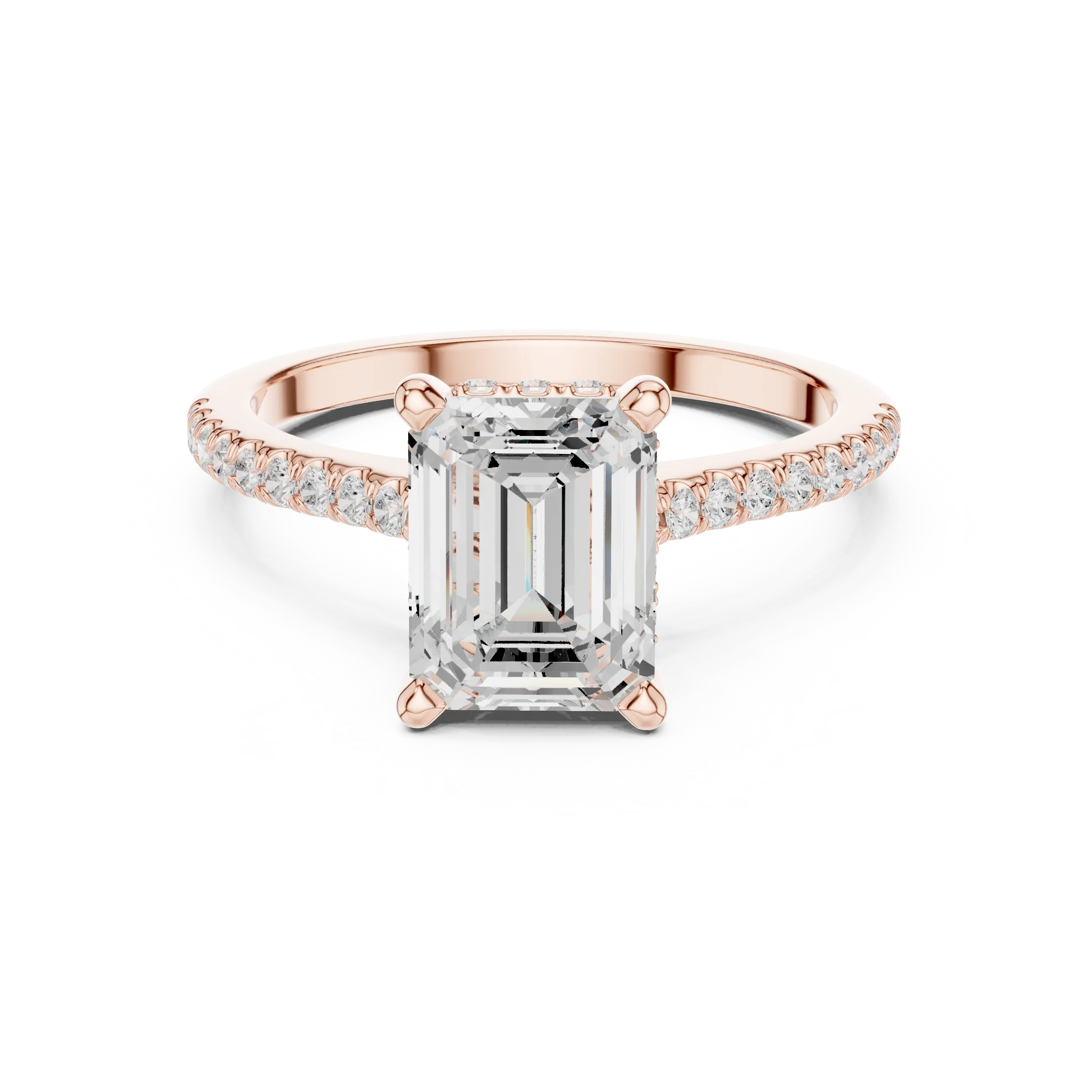 2.31 CTW Emerald Cut Lab Grown Diamond Hidden Halo Engagement Ring