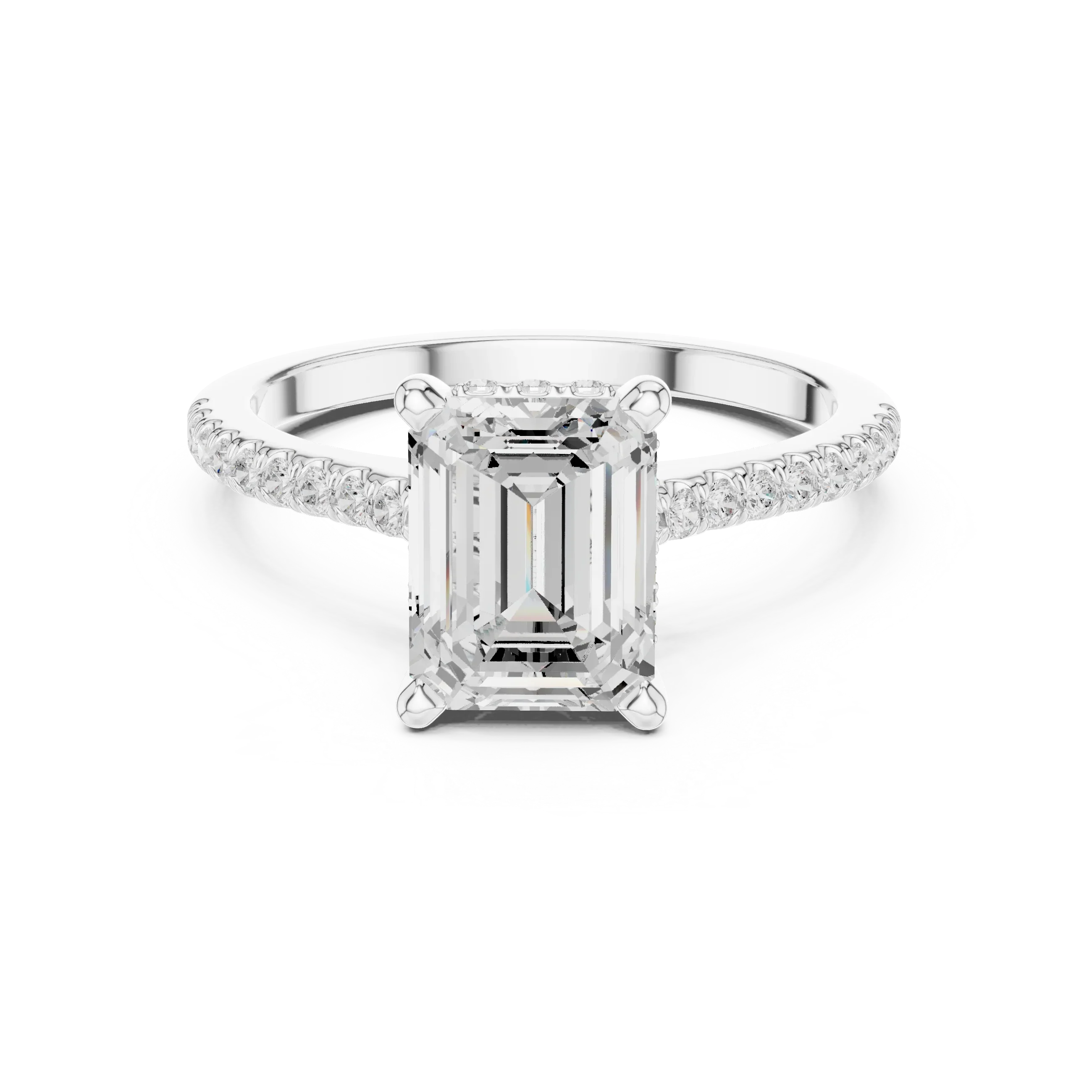 2.31 CTW Emerald Cut Lab Grown Diamond Hidden Halo Engagement Ring