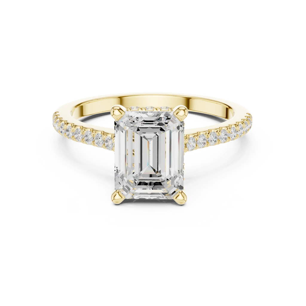 2.31 CTW Emerald Cut Lab Grown Diamond Hidden Halo Engagement Ring