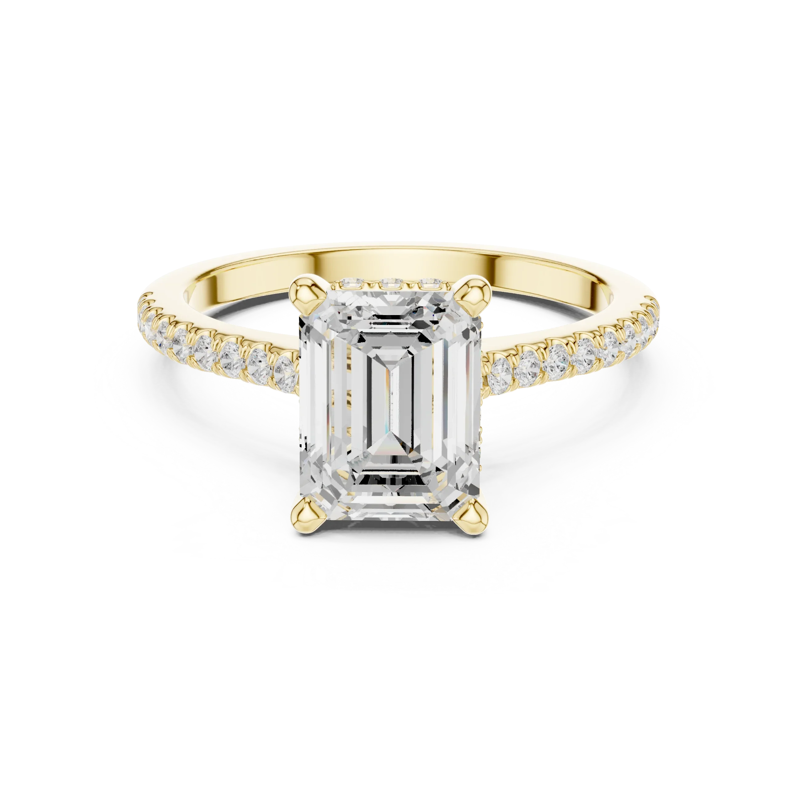 2.31 CTW Emerald Cut Lab Grown Diamond Hidden Halo Engagement Ring