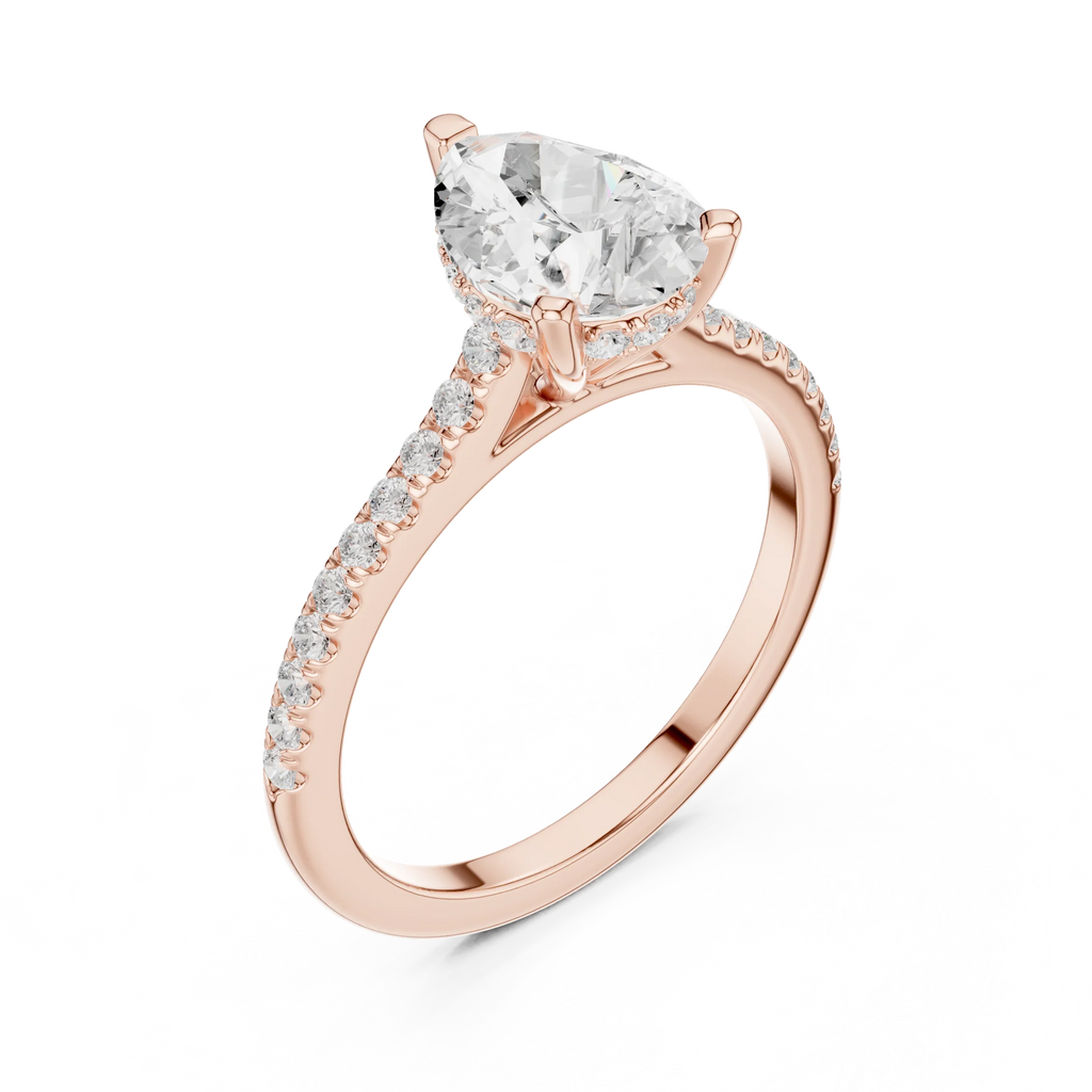 2.31 CTW Pear Cut Lab Grown Diamond Hidden Halo Engagement Ring