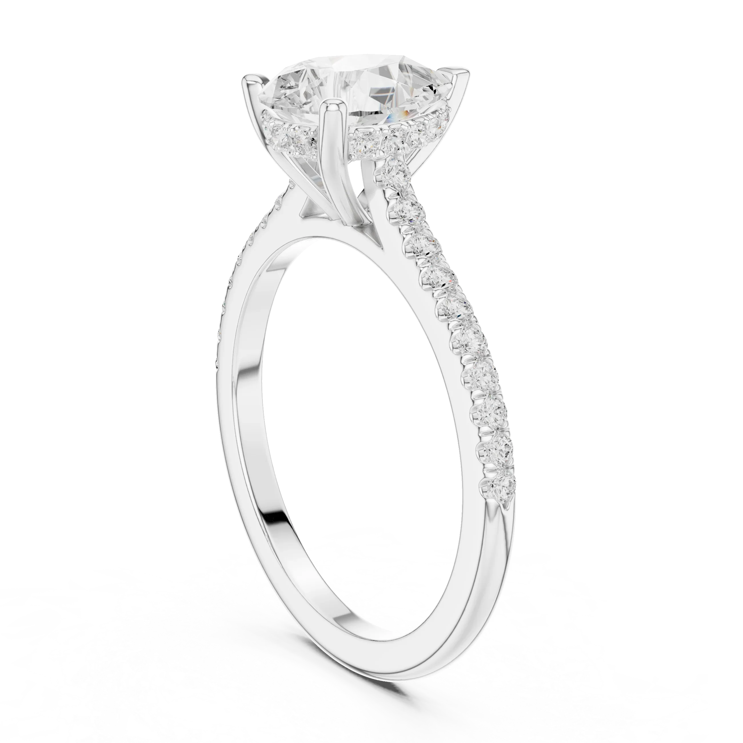 2.31 CTW Pear Cut Lab Grown Diamond Hidden Halo Engagement Ring