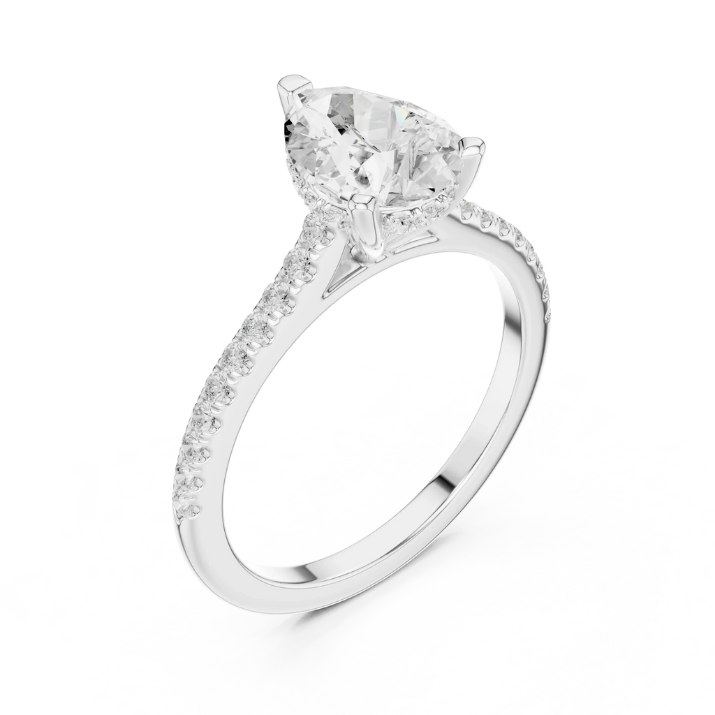 2.31 CTW Pear Cut Lab Grown Diamond Hidden Halo Engagement Ring