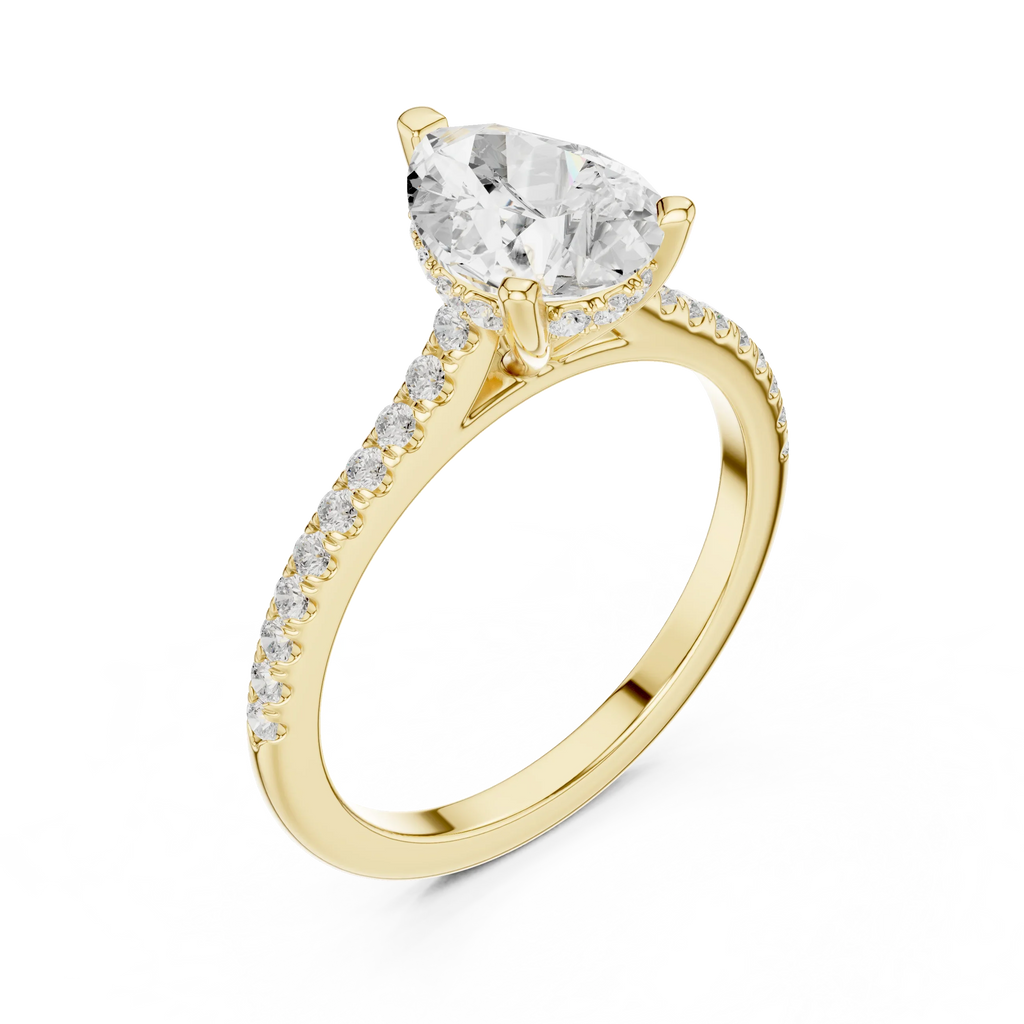 2.31 CTW Pear Cut Lab Grown Diamond Hidden Halo Engagement Ring