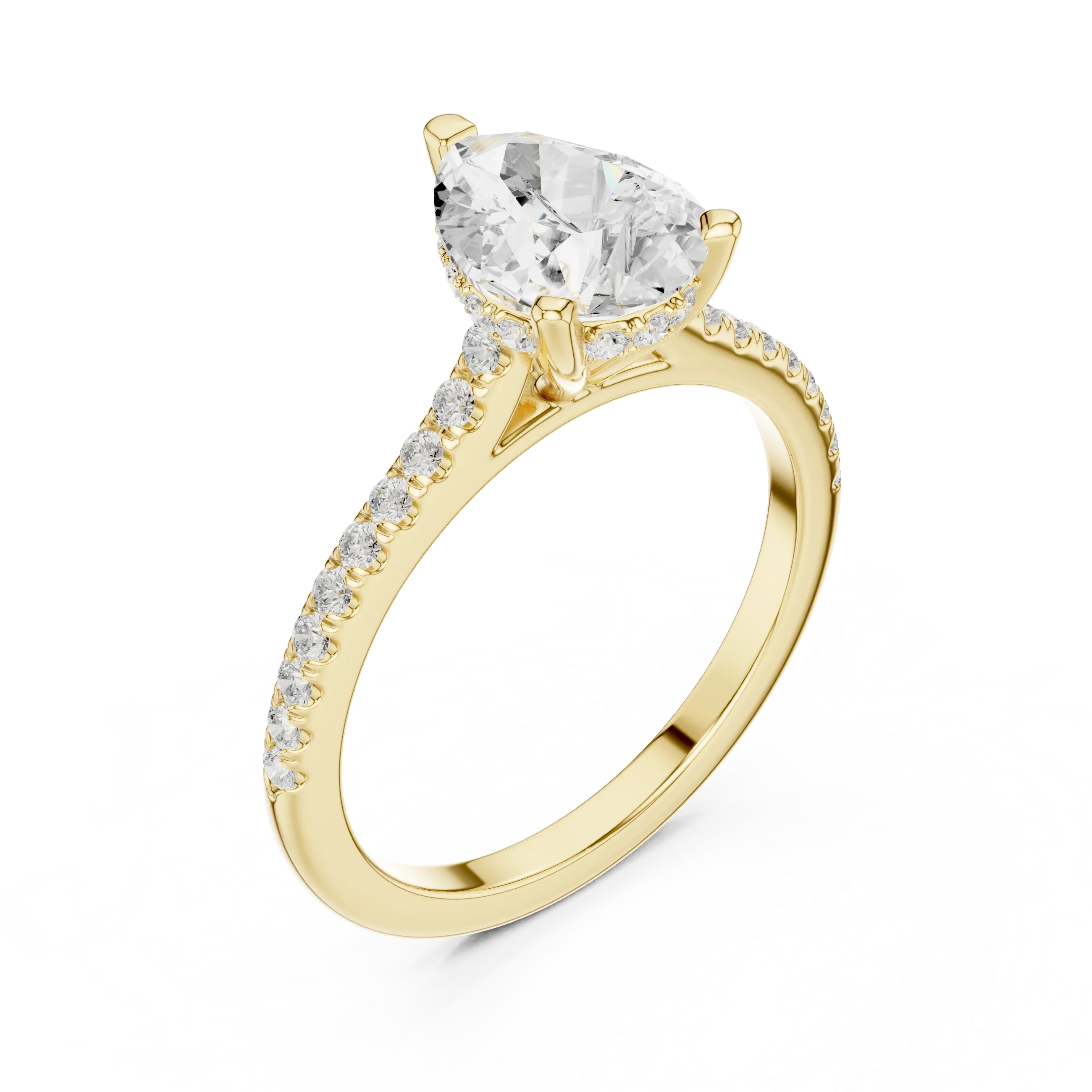 2.31 CTW Pear Cut Lab Grown Diamond Hidden Halo Engagement Ring