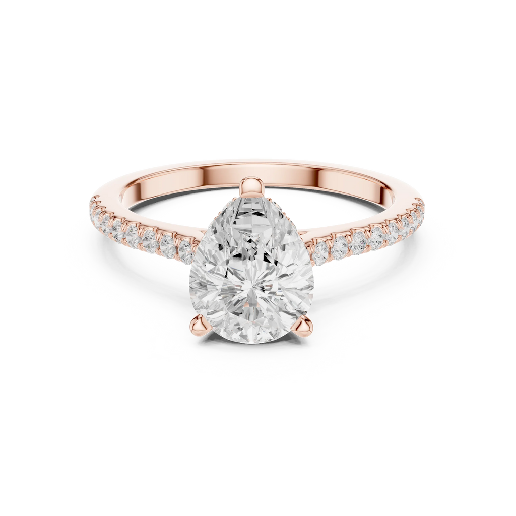 2.31 CTW Pear Cut Lab Grown Diamond Hidden Halo Engagement Ring