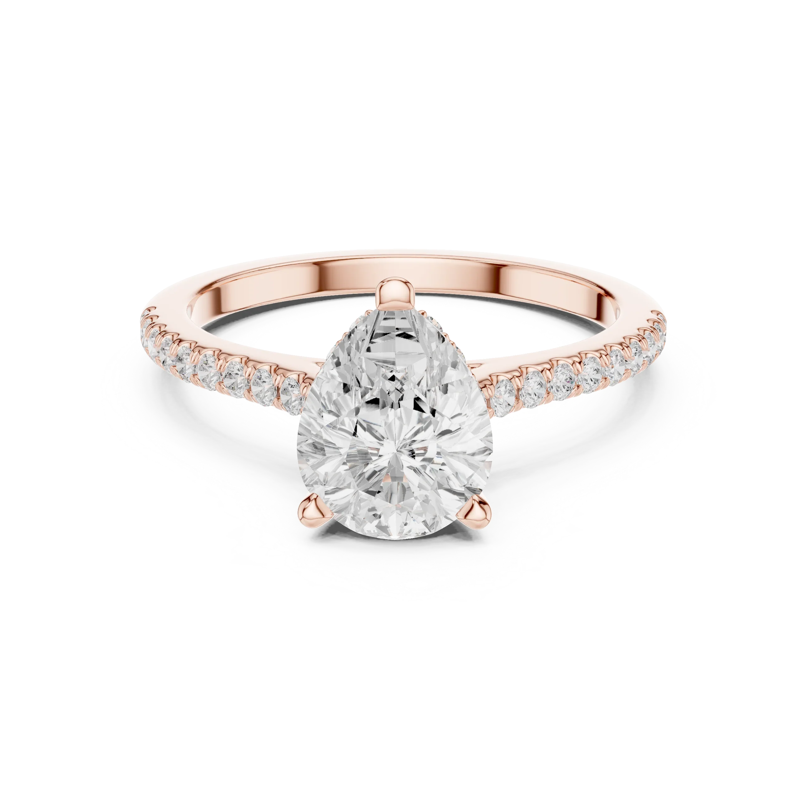 2.31 CTW Pear Cut Lab Grown Diamond Hidden Halo Engagement Ring