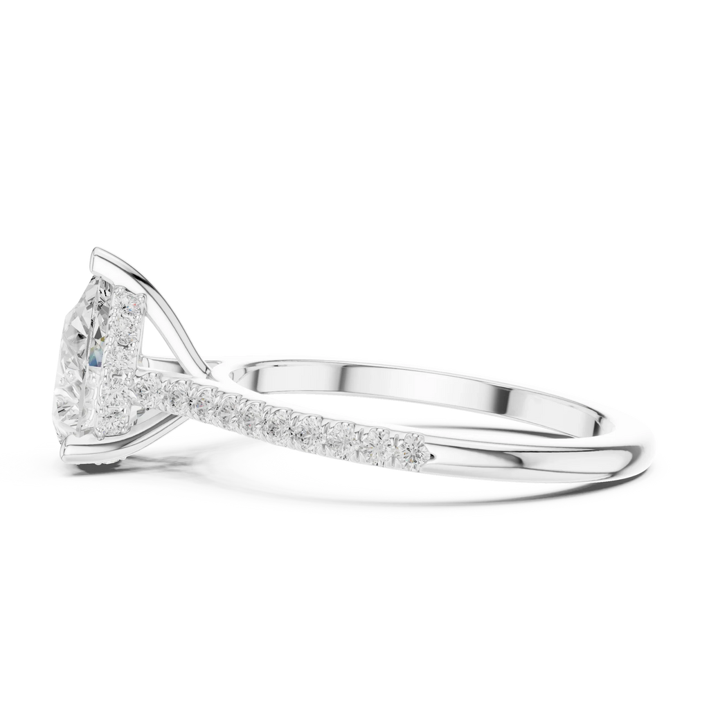 2.31 CTW Pear Cut Lab Grown Diamond Hidden Halo Engagement Ring