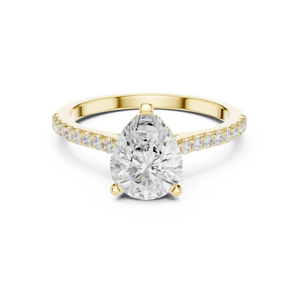 2.31 CTW Pear Cut Lab Grown Diamond Hidden Halo Engagement Ring