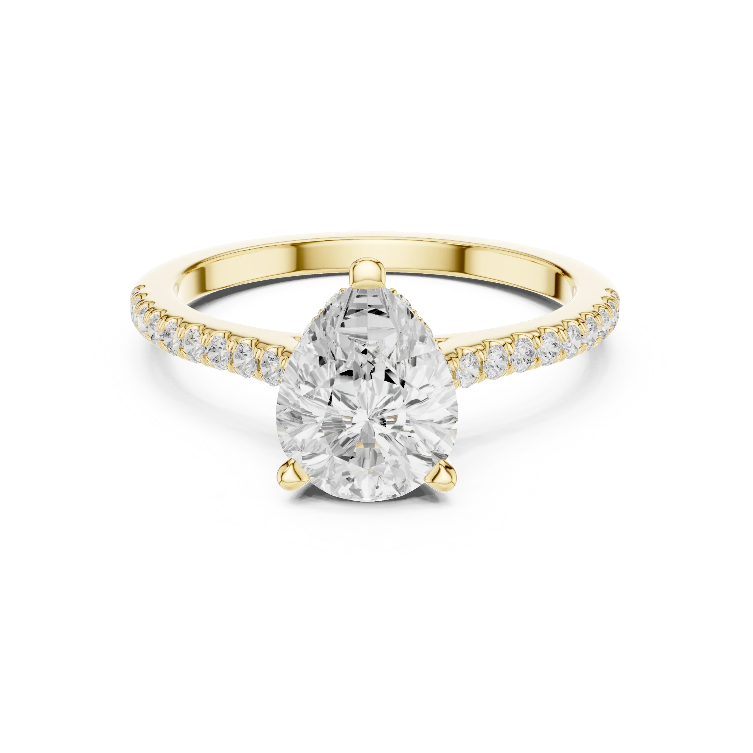 2.31 CTW Pear Cut Lab Grown Diamond Hidden Halo Engagement Ring
