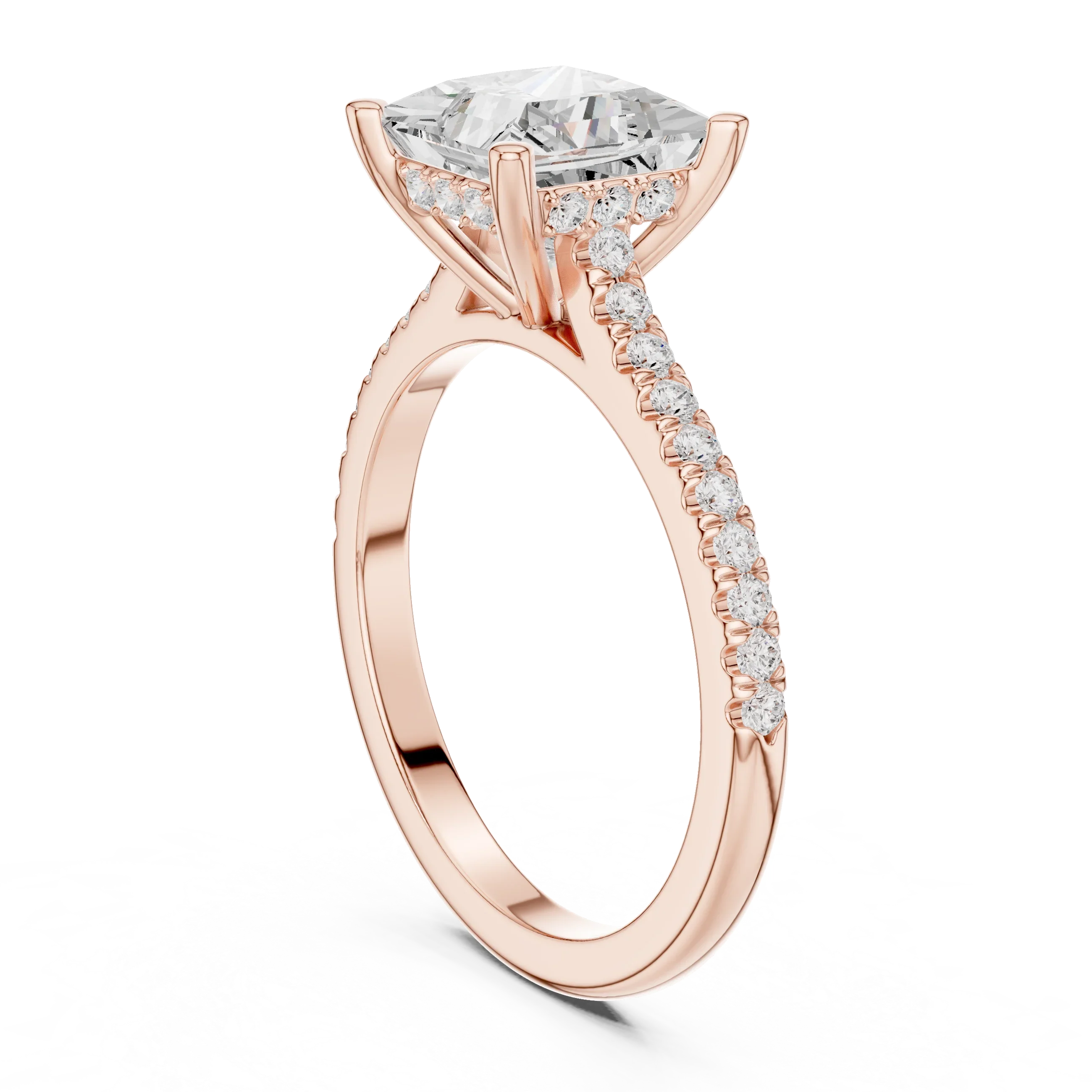 2.31 CTW Princess Cut Lab Grown Diamond Hidden Halo Engagement Ring