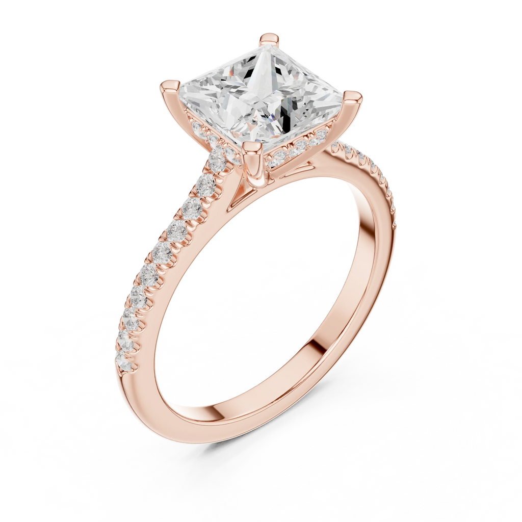 2.31 CTW Princess Cut Lab Grown Diamond Hidden Halo Engagement Ring