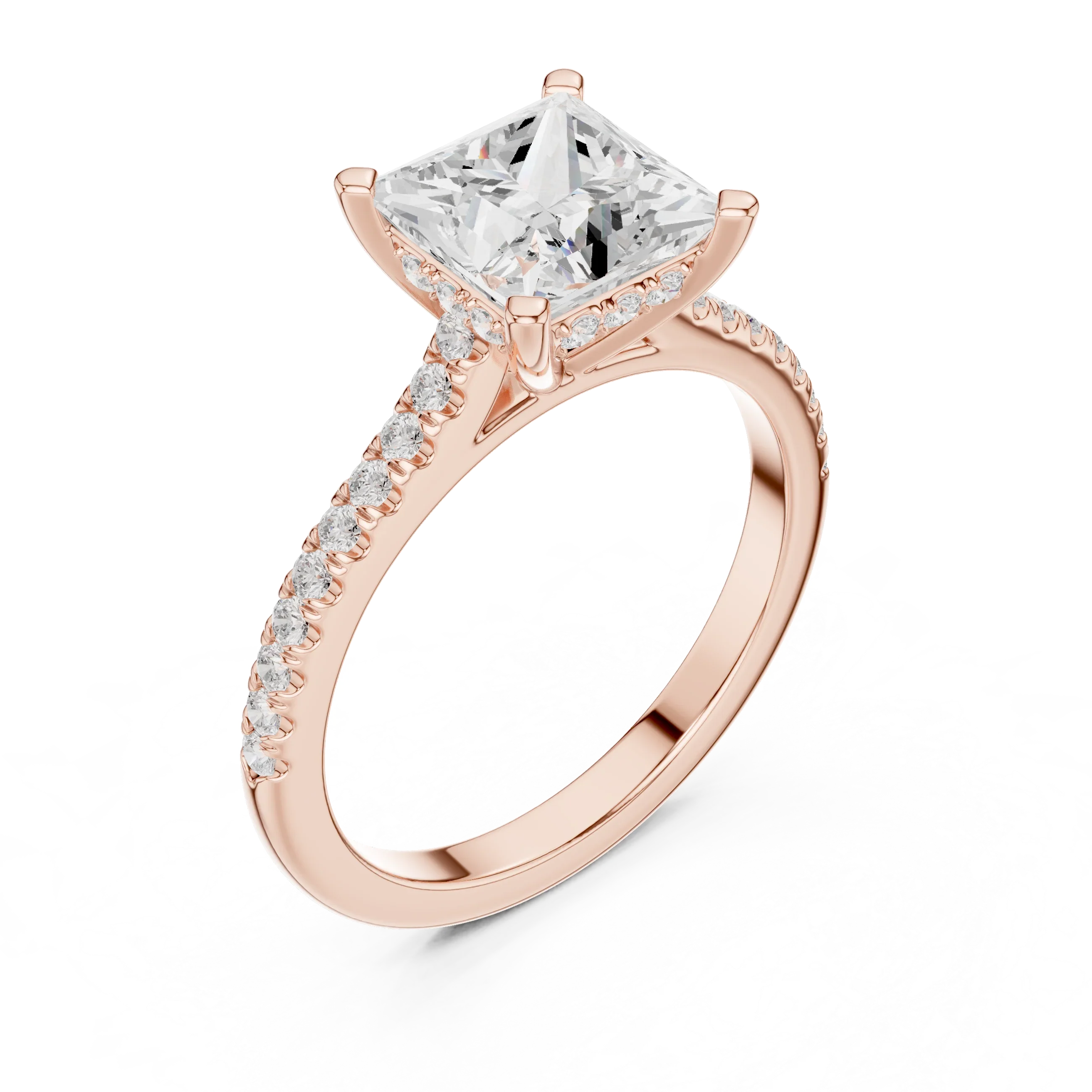 2.31 CTW Princess Cut Lab Grown Diamond Hidden Halo Engagement Ring
