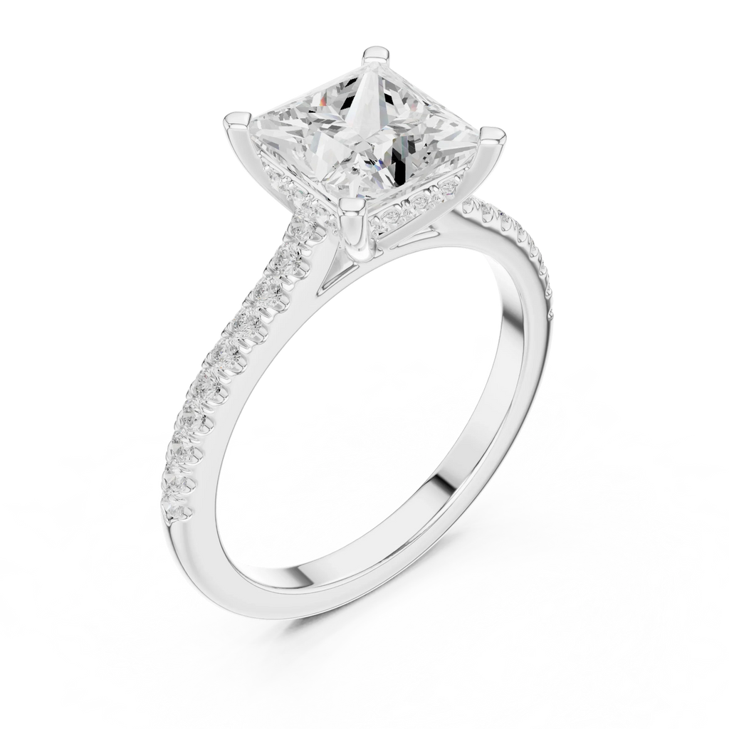 2.31 CTW Princess Cut Lab Grown Diamond Hidden Halo Engagement Ring