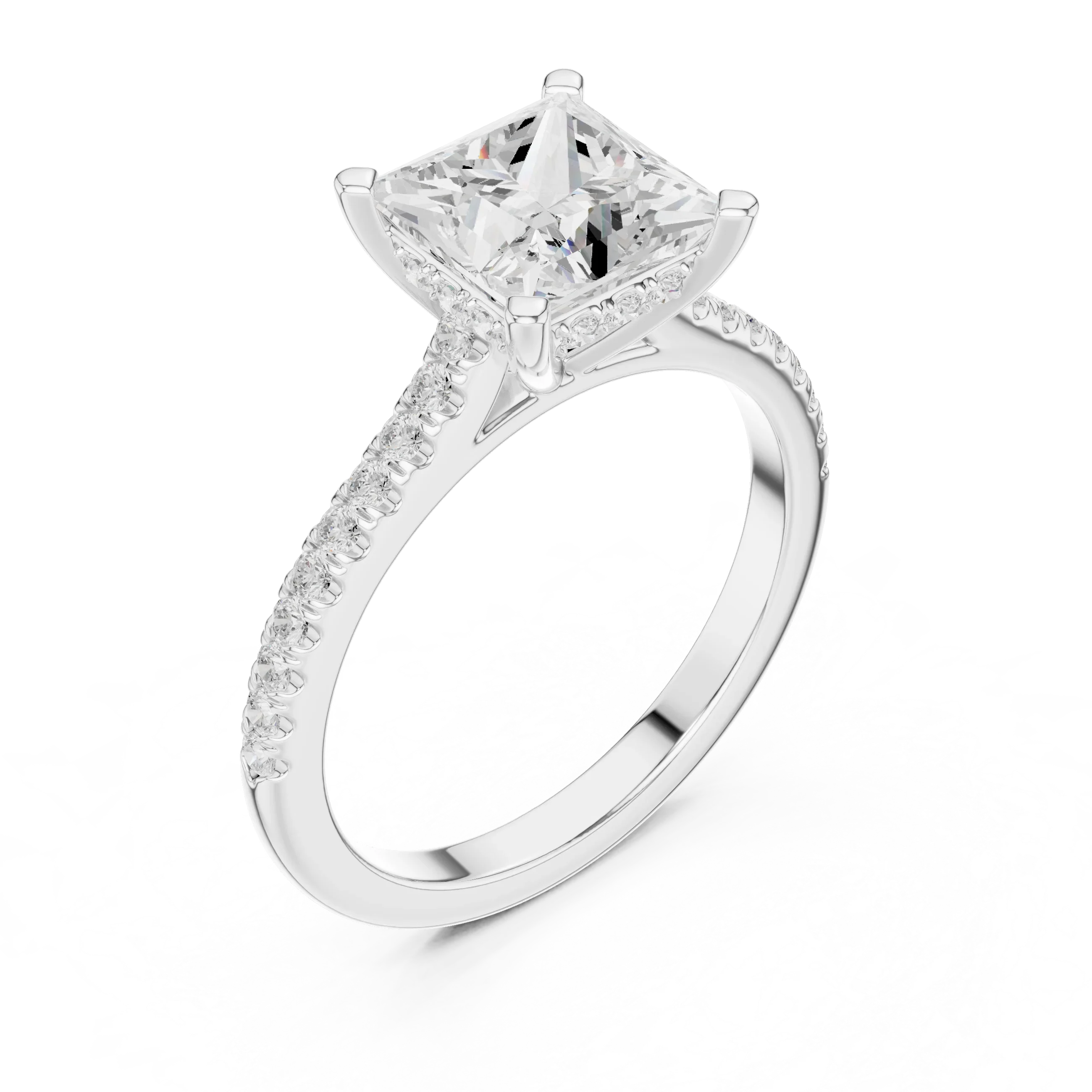 2.31 CTW Princess Cut Lab Grown Diamond Hidden Halo Engagement Ring
