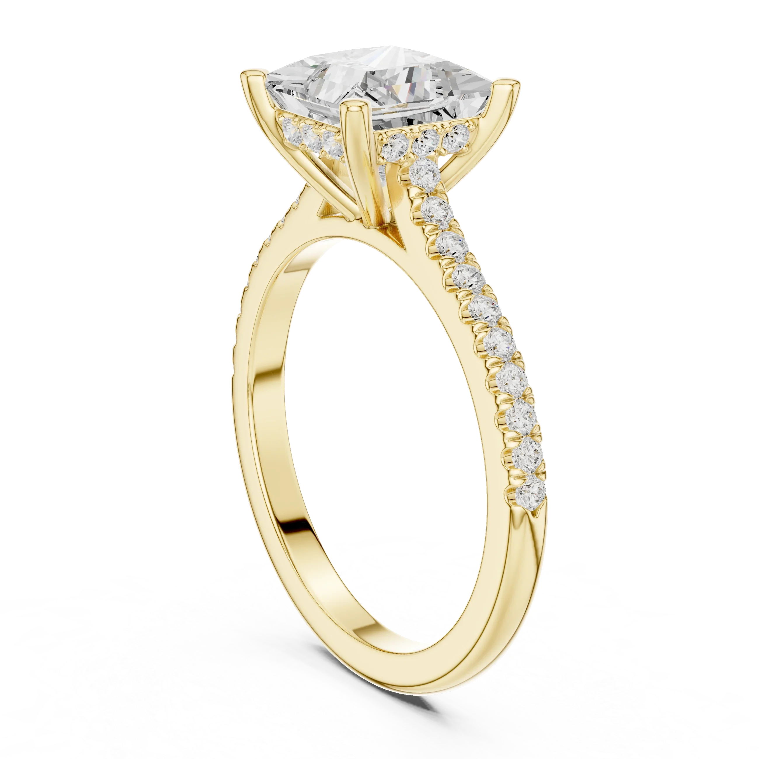 2.31 CTW Princess Cut Lab Grown Diamond Hidden Halo Engagement Ring