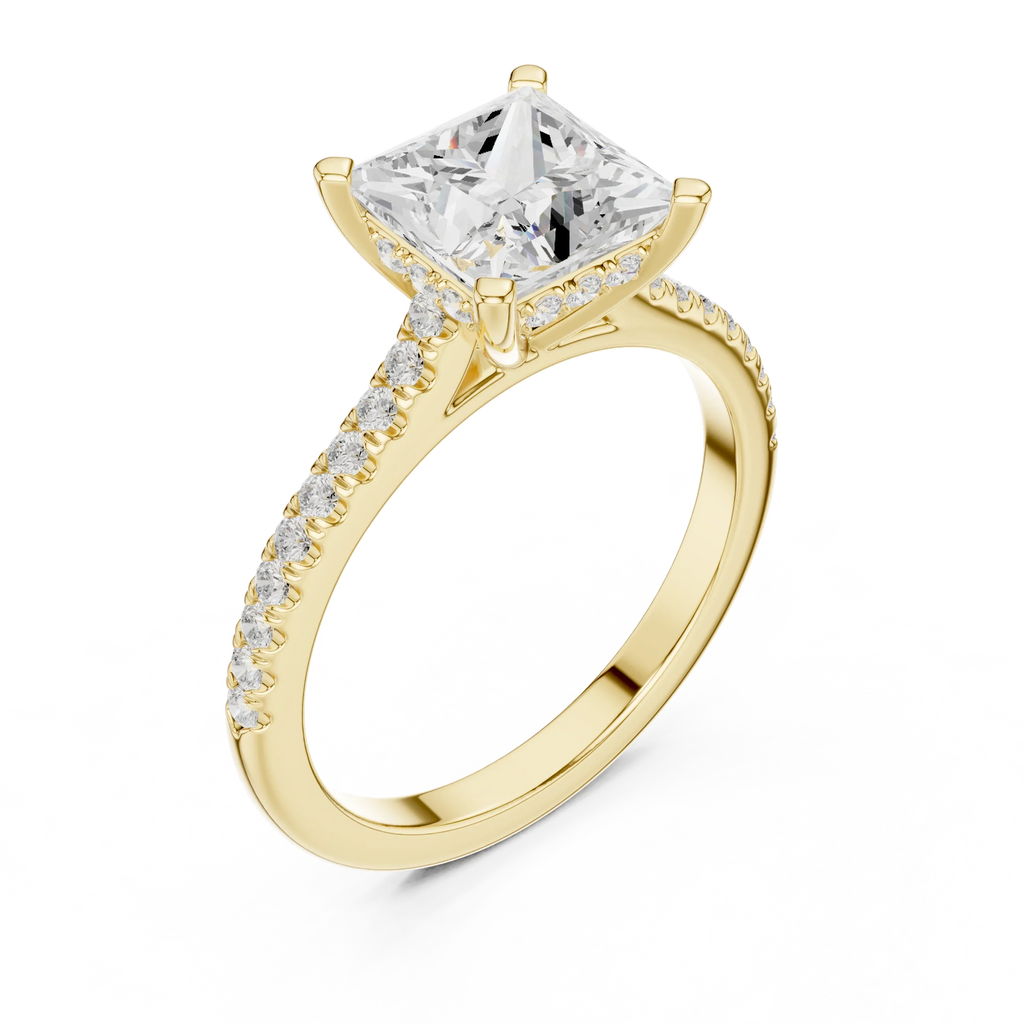 2.31 CTW Princess Cut Lab Grown Diamond Hidden Halo Engagement Ring