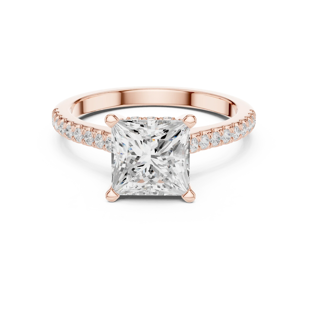 2.31 CTW Princess Cut Lab Grown Diamond Hidden Halo Engagement Ring