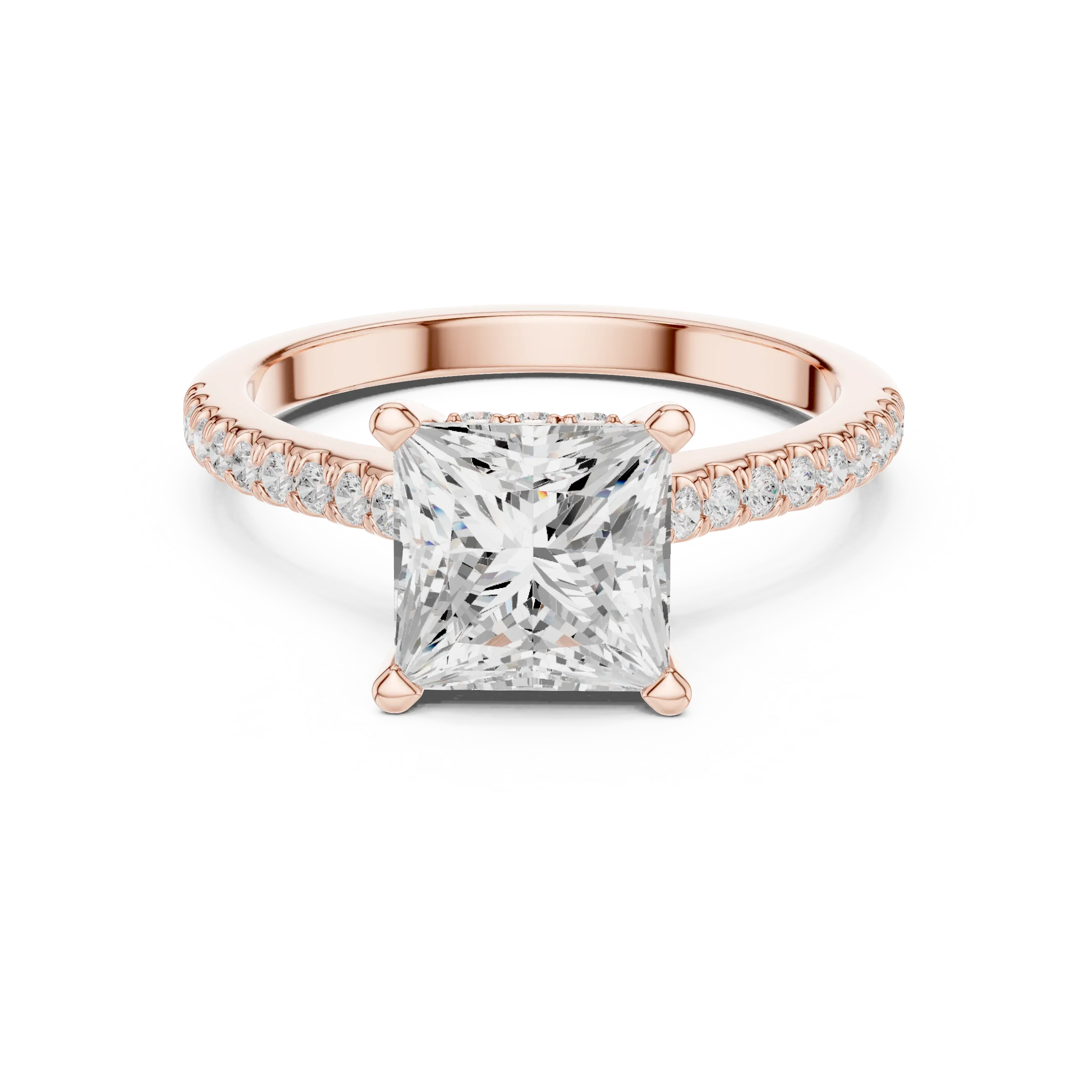 2.31 CTW Princess Cut Lab Grown Diamond Hidden Halo Engagement Ring