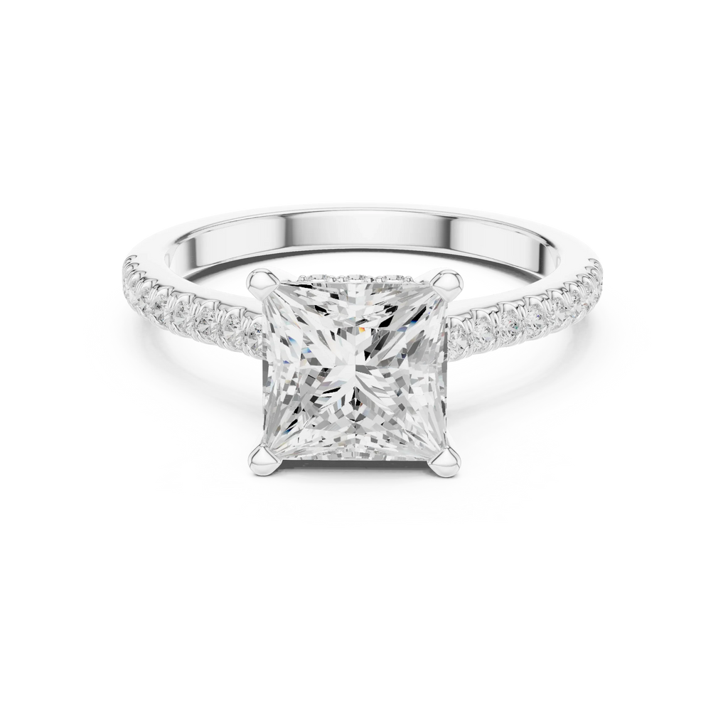 2.31 CTW Princess Cut Lab Grown Diamond Hidden Halo Engagement Ring