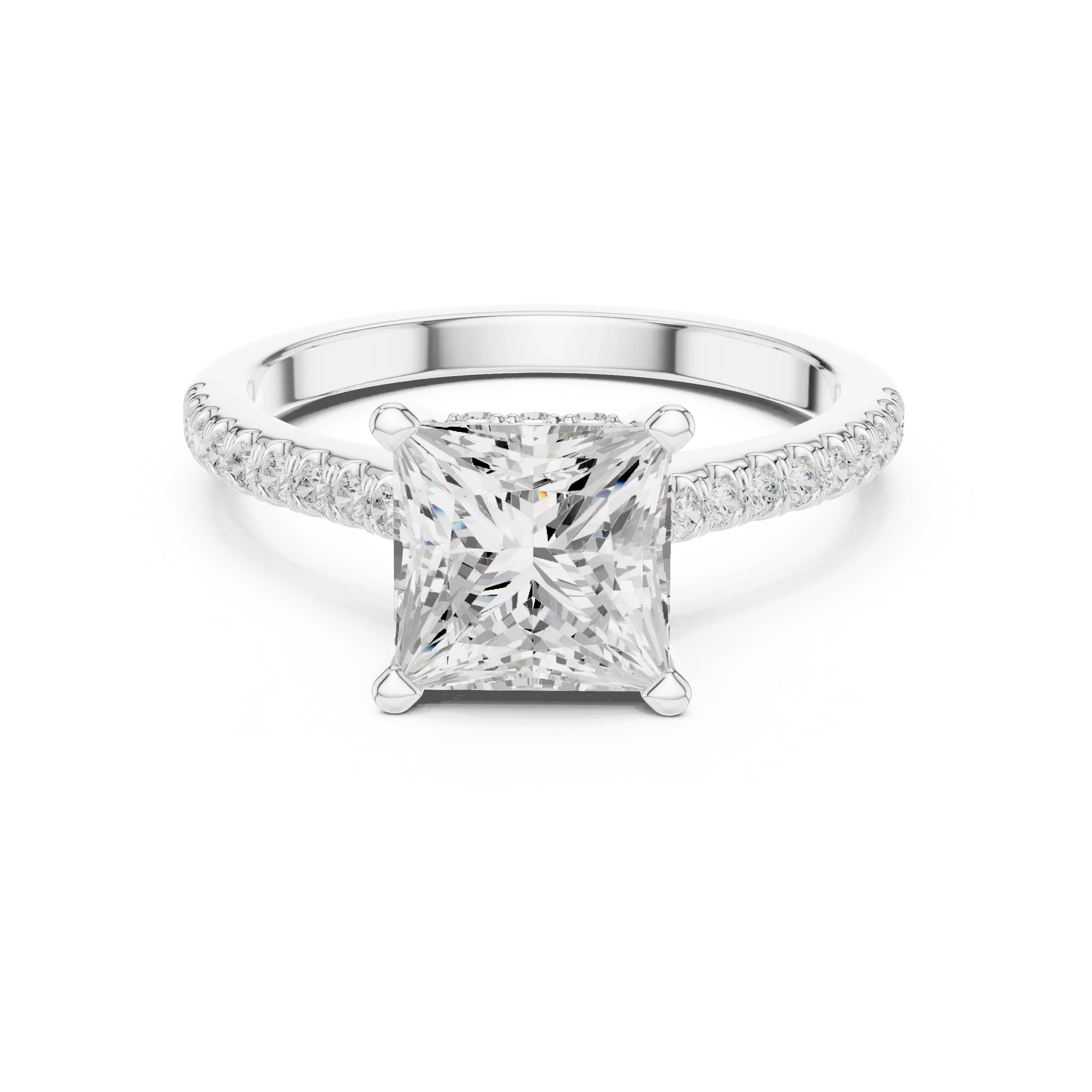 2.31 CTW Princess Cut Lab Grown Diamond Hidden Halo Engagement Ring