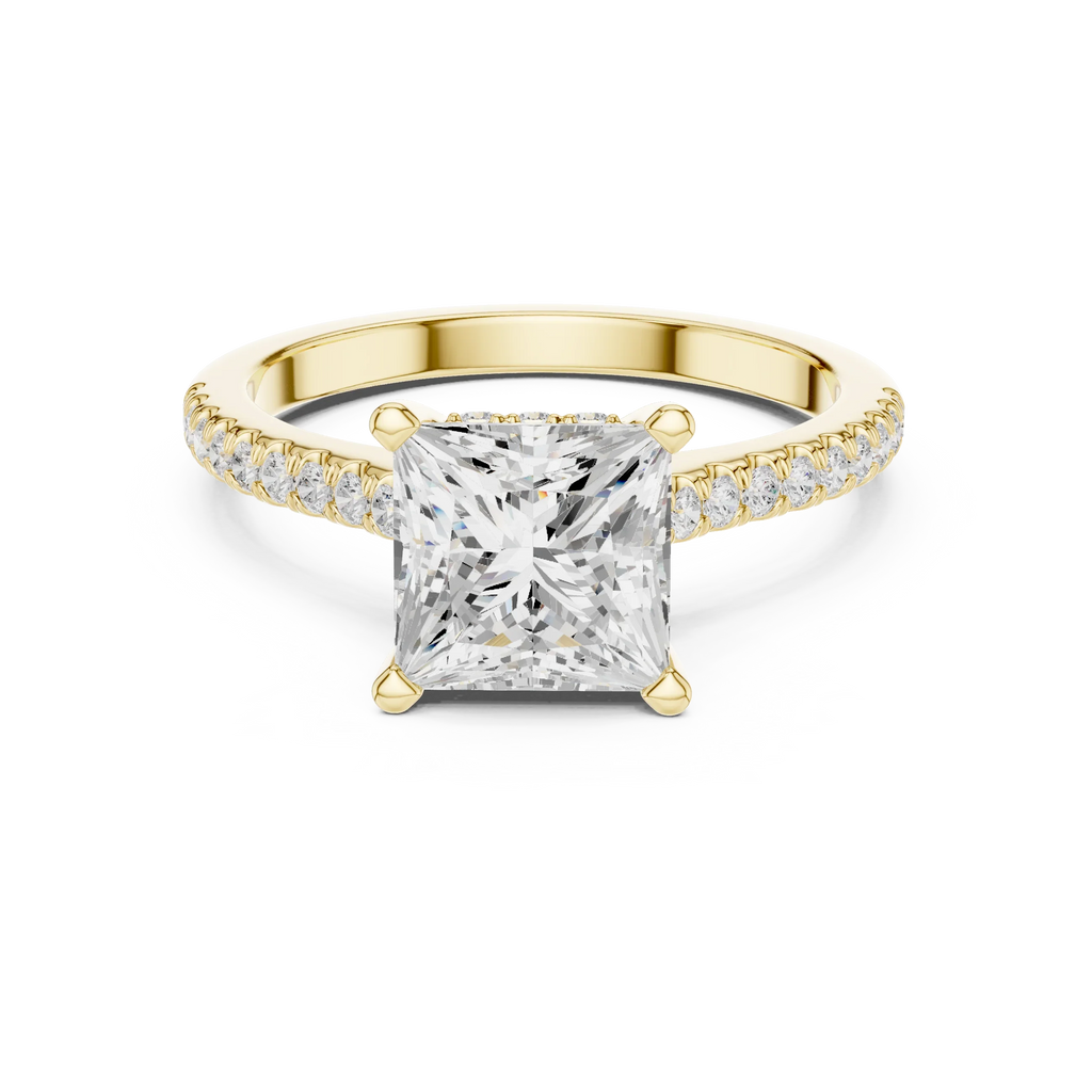 2.31 CTW Princess Cut Lab Grown Diamond Hidden Halo Engagement Ring