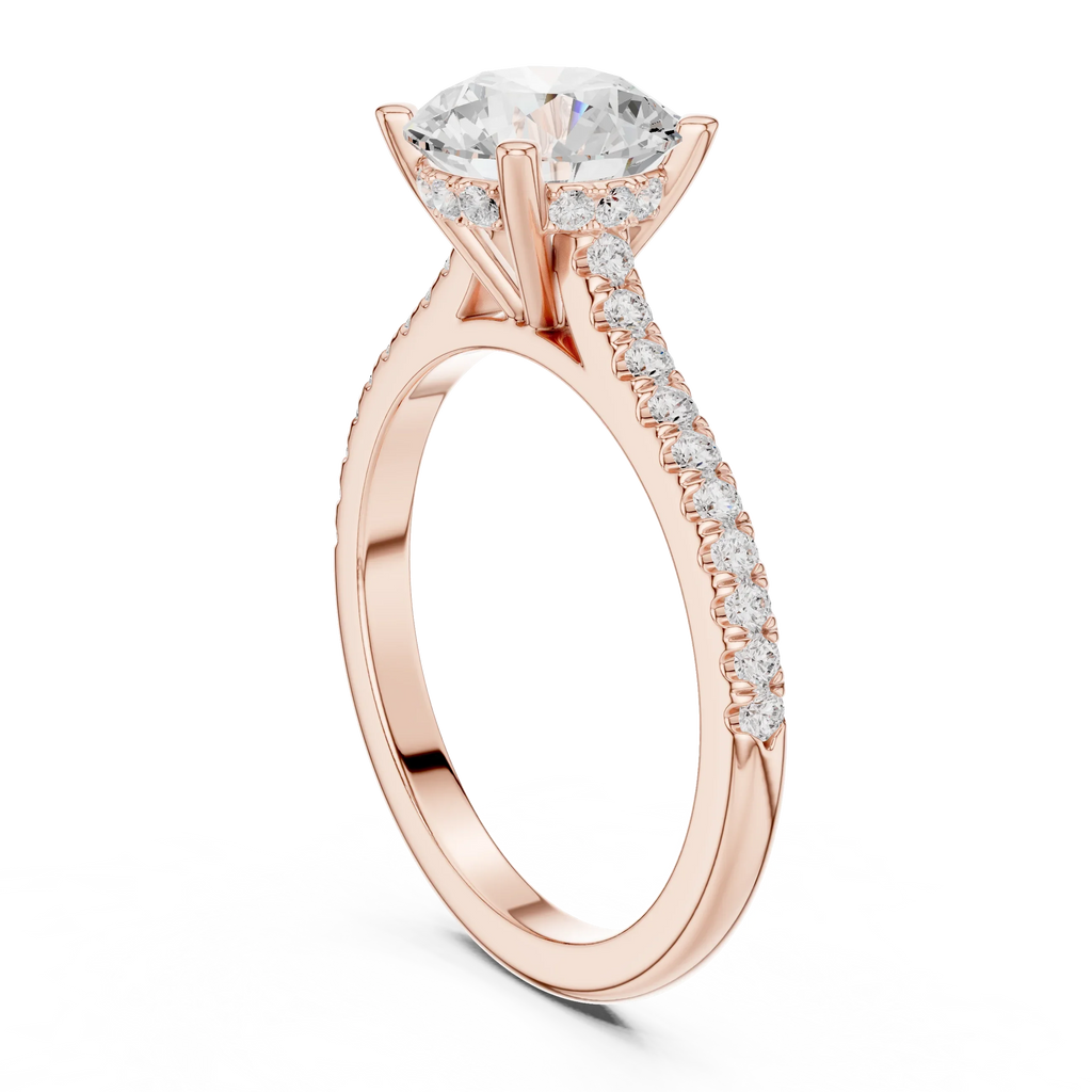 2.31 CTW Round Cut Lab Grown Diamond Hidden Halo Engagement Ring