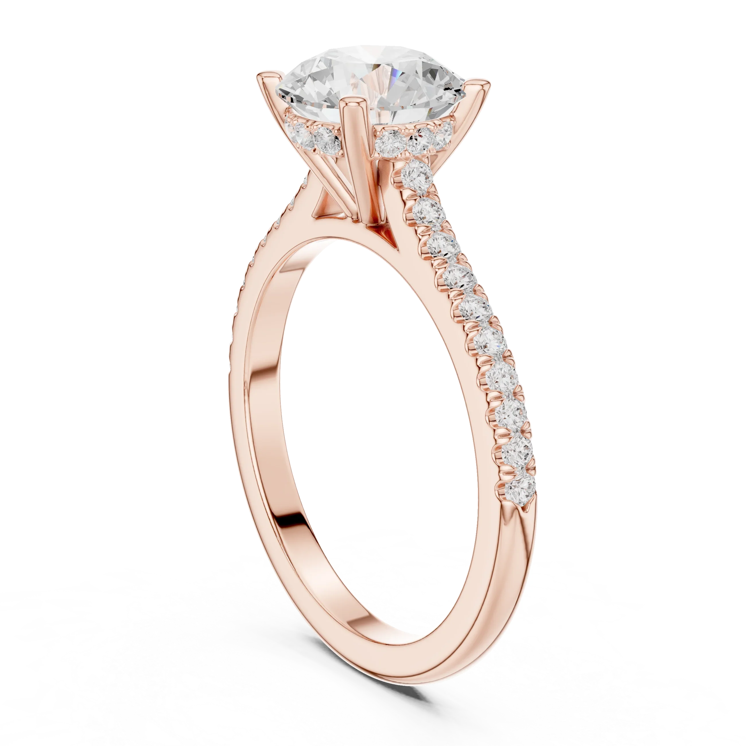 2.31 CTW Round Cut Lab Grown Diamond Hidden Halo Engagement Ring