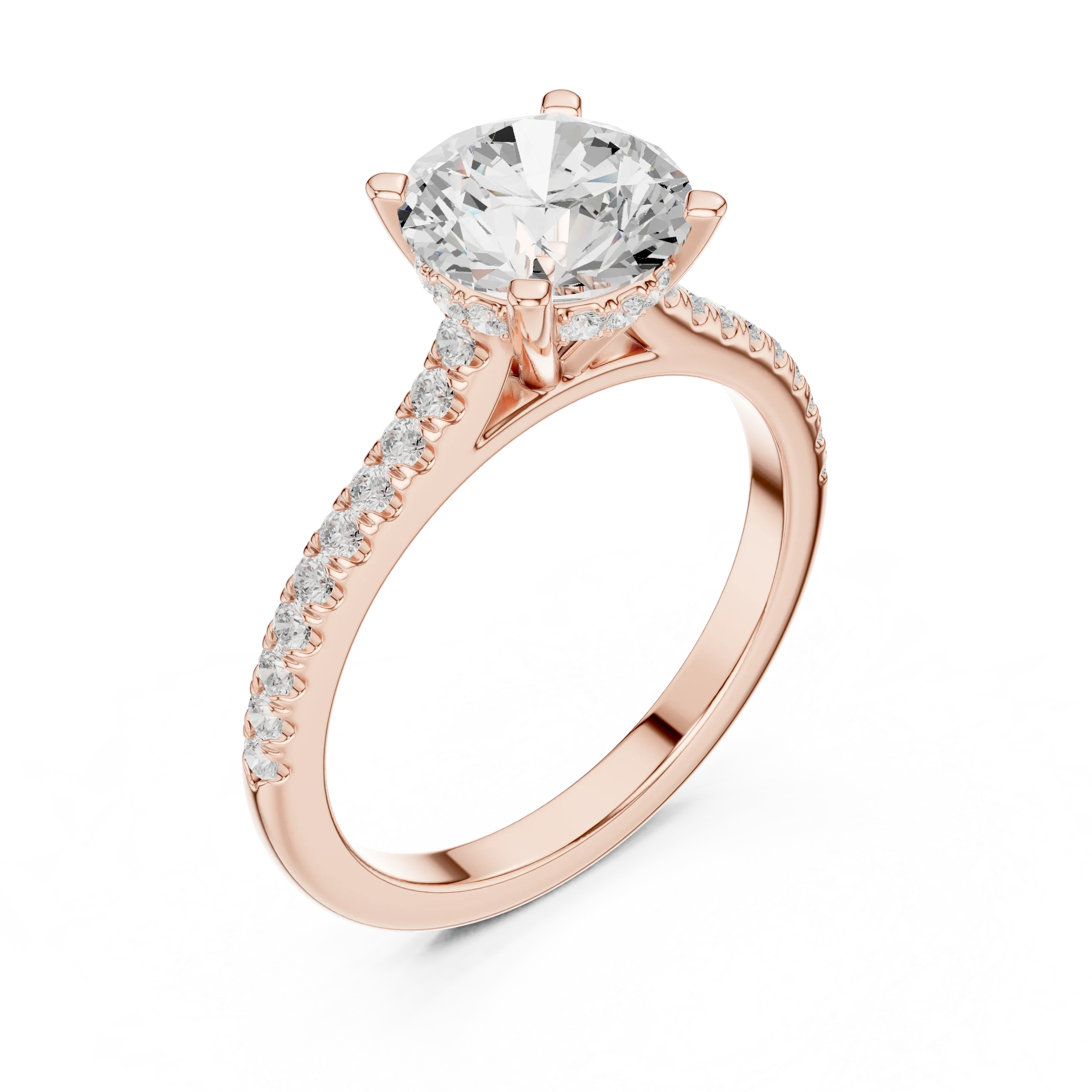 2.31 CTW Round Cut Lab Grown Diamond Hidden Halo Engagement Ring