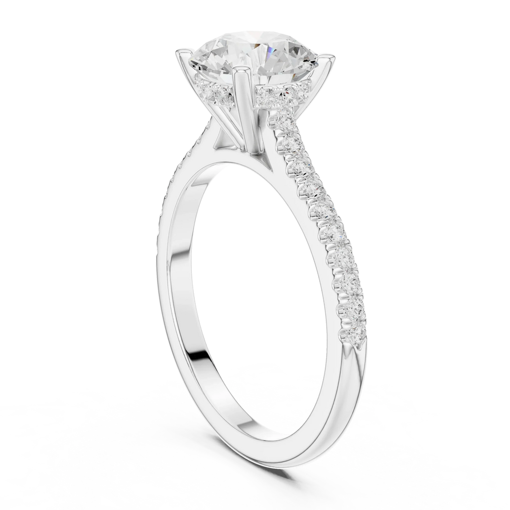 2.31 CTW Round Cut Lab Grown Diamond Hidden Halo Engagement Ring