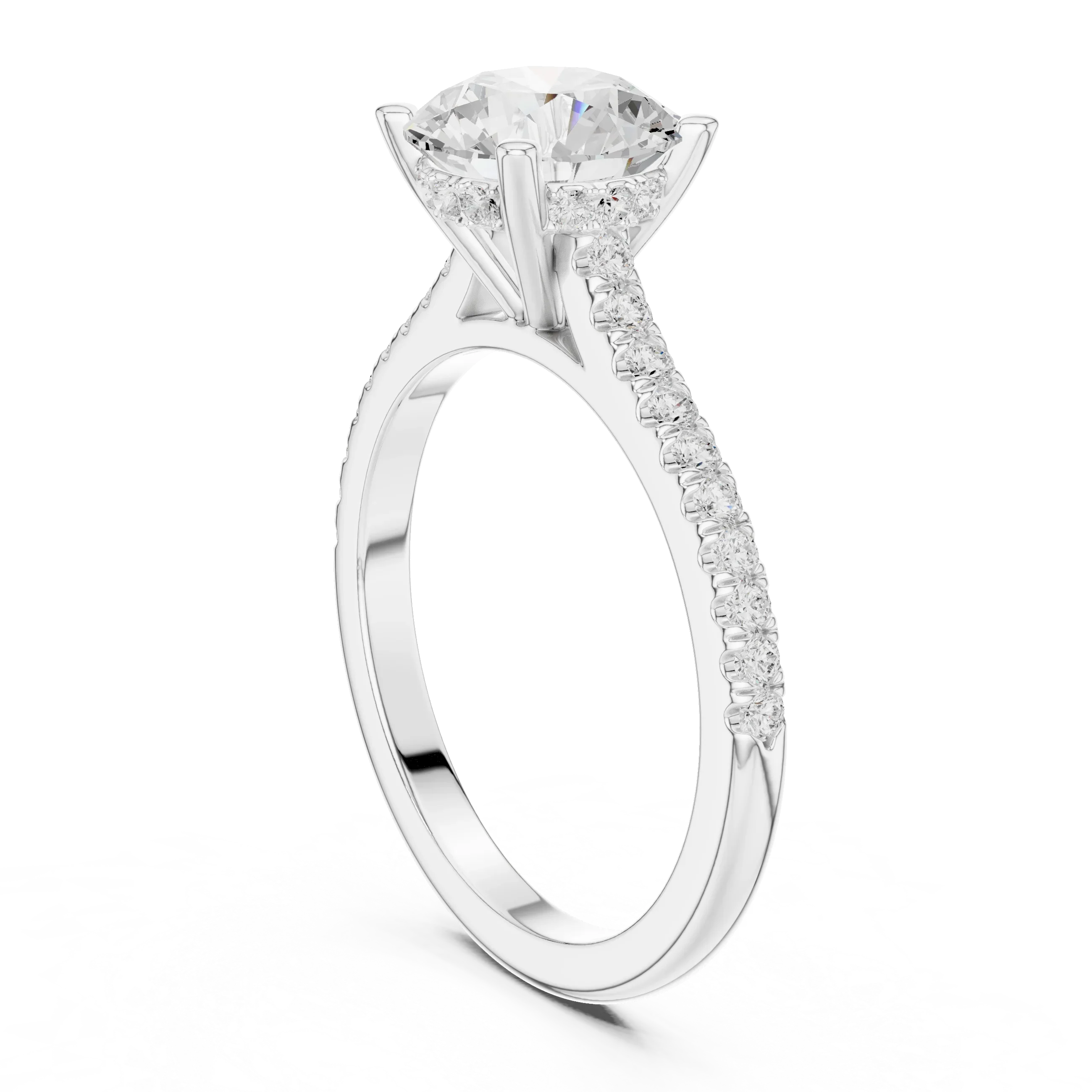 2.31 CTW Round Cut Lab Grown Diamond Hidden Halo Engagement Ring