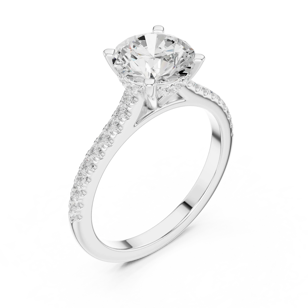2.31 CTW Round Cut Lab Grown Diamond Hidden Halo Engagement Ring
