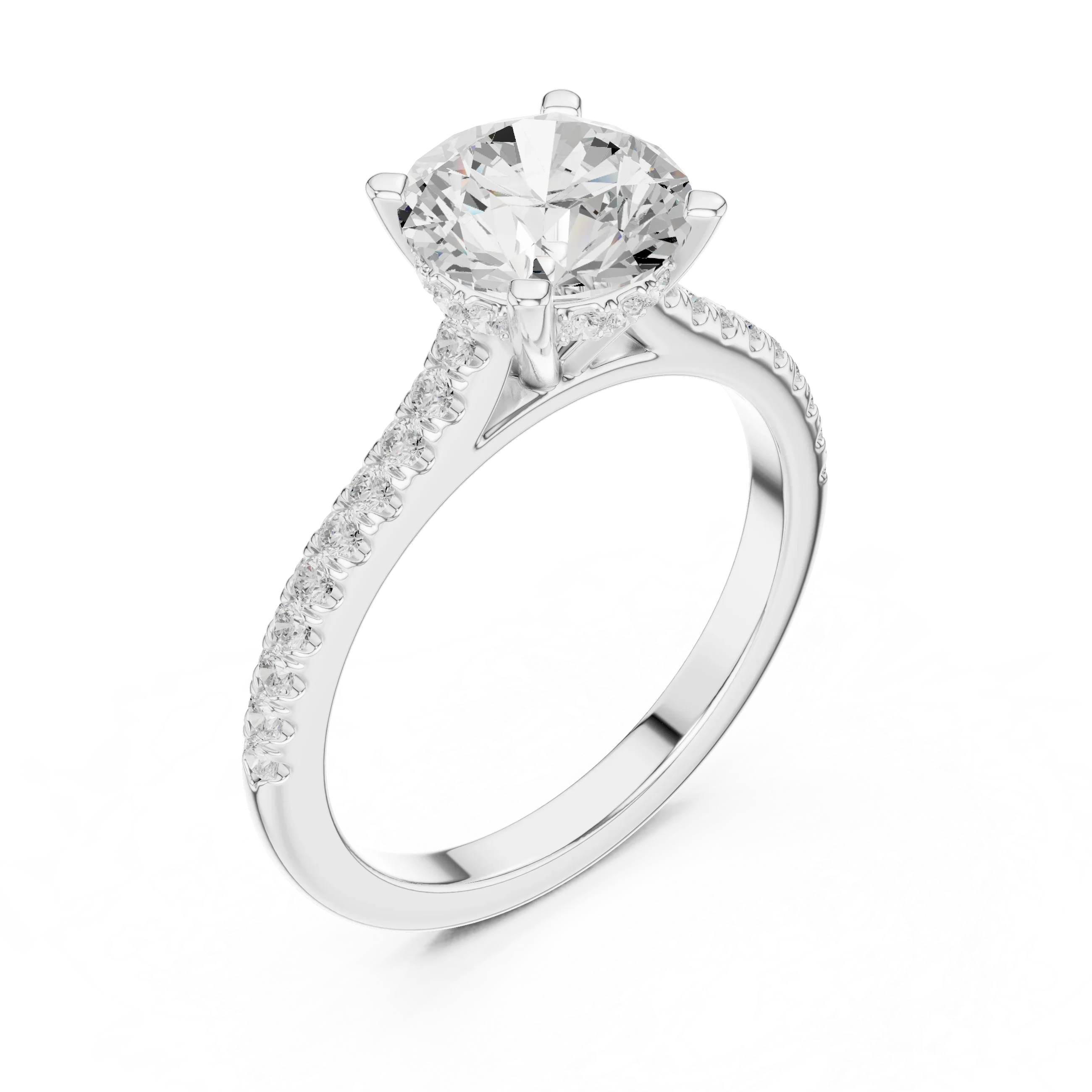2.31 CTW Round Cut Lab Grown Diamond Hidden Halo Engagement Ring