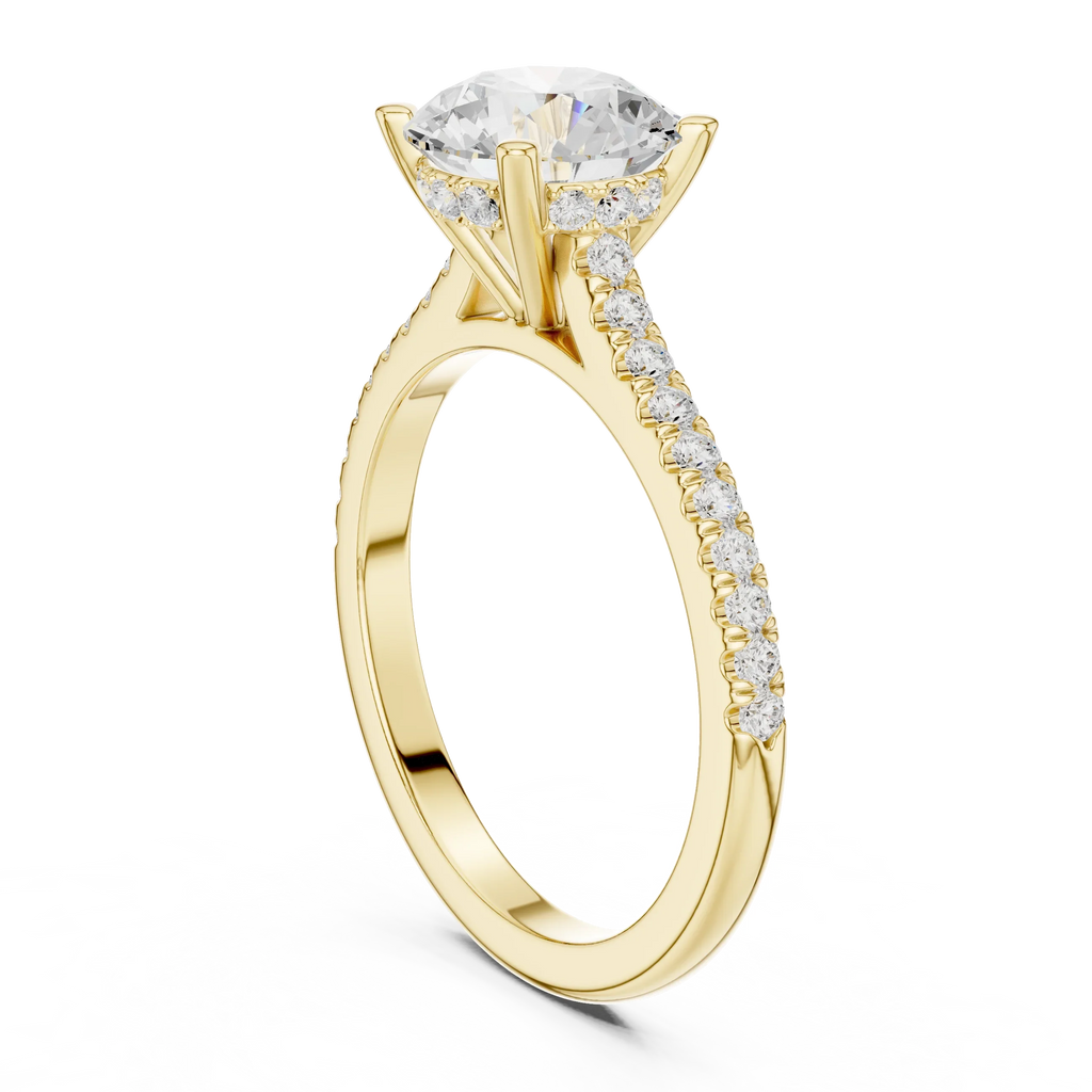 2.31 CTW Round Cut Lab Grown Diamond Hidden Halo Engagement Ring