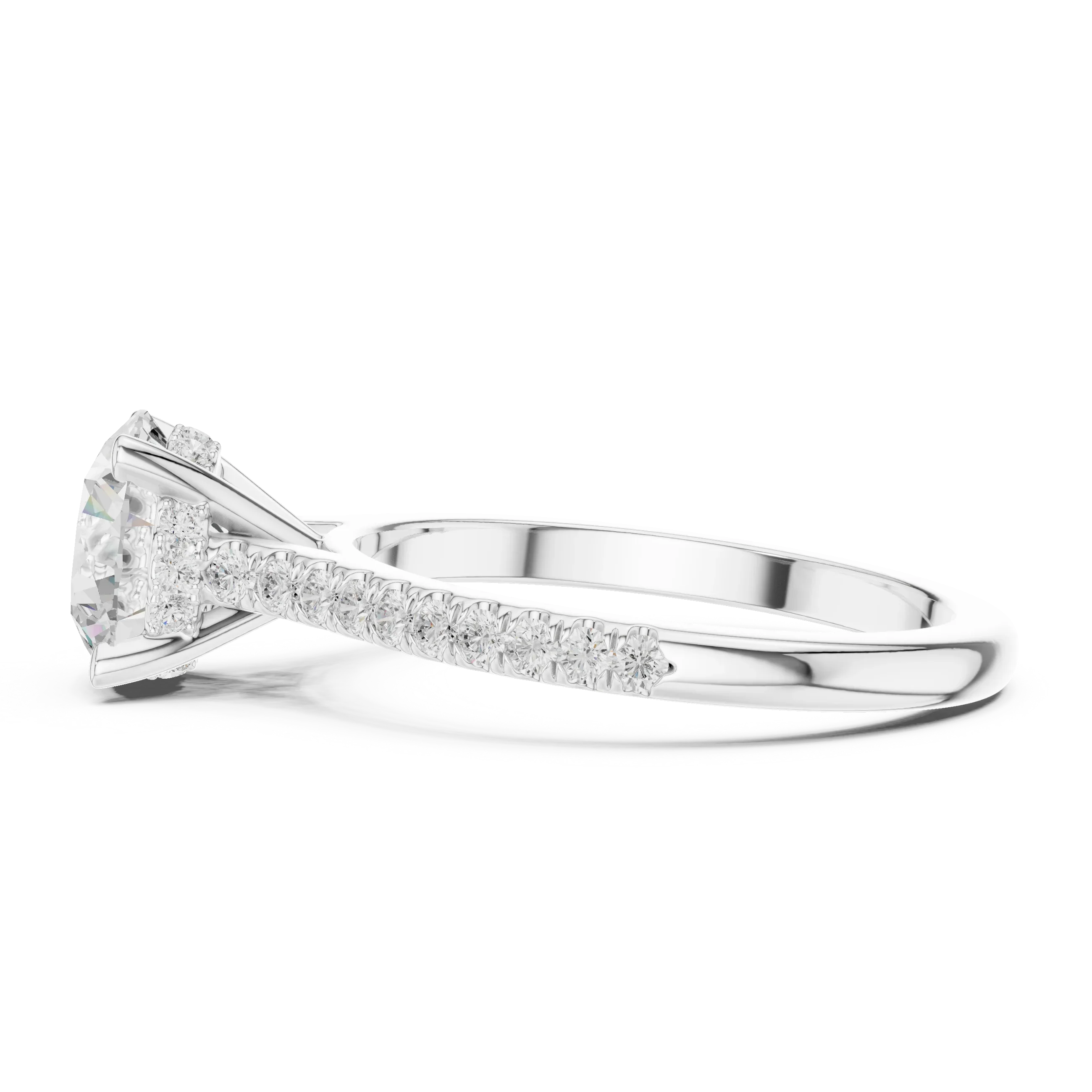 2.31 CTW Round Cut Lab Grown Diamond Hidden Halo Engagement Ring