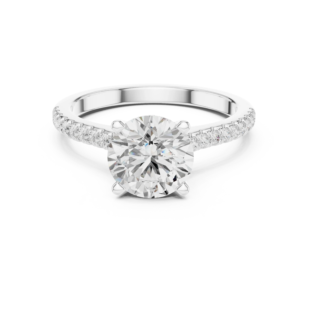 2.31 CTW Round Cut Lab Grown Diamond Hidden Halo Engagement Ring