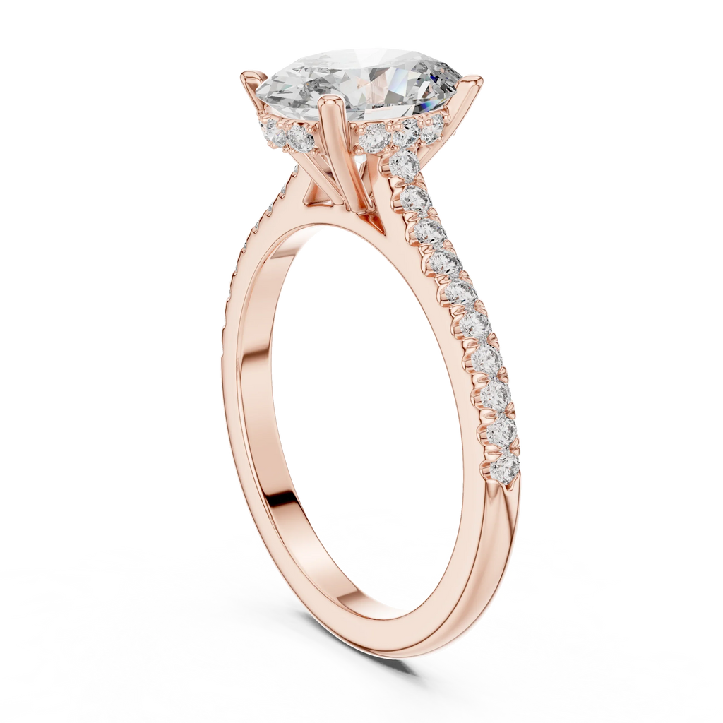 14K Gold Oval Lab Diamond Hidden Halo Wedding Ring 2.29 CT
